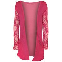 sheila open lace detail cardigan cerise