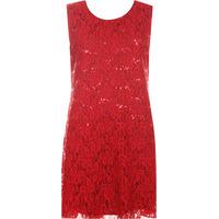 Shelia Sleeveless Lace Lined Dress - Red