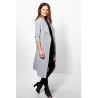 Shawl Collar Robe Duster Coat - grey