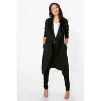 shawl collar belted duster black