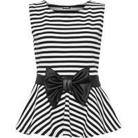 Sheila Striped Sleeveless Peplum Top - Black White