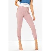 Shannen Pink Chewed Hem Skinny Jeans