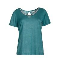 short sleeved t shirt with beaded neckline