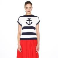 Short-Sleeved Nautical Pattern Jumper