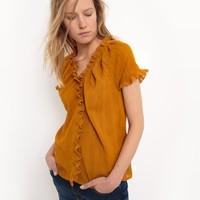 Short-Sleeved Blouse with Ruffles
