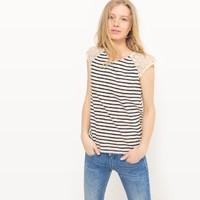 Short-Sleeved Striped T-Shirt with Back Bow