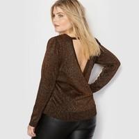 Shiny Knit Jumper with Wrapover Back