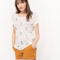 Short-Sleeved Pineapple Print T-Shirt