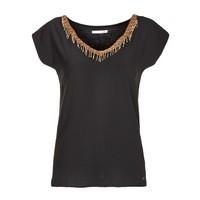 Short-Sleeved T-Shirt with Fringed Details