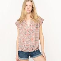 Short-Sleeved Floral Print Blouse