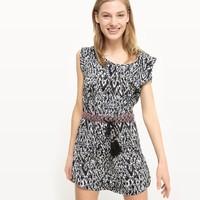 Short Sleeveless Ethnic Print Dress