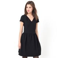 Short-Sleeved Flared Jacquard Dress