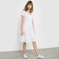 Short-Sleeved Broderie Anglaise V-Neck Dress