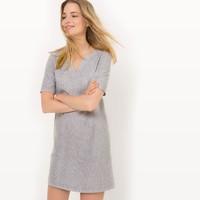 Short-Sleeved Striped Linen Dress