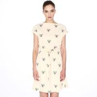 Short-Sleeved Dress with Tennis Racket Embroidery