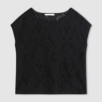 short sleeved textured openwork blouse