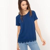 Short-Sleeved Blouse with Lace Details