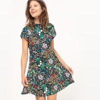 Short-Sleeved Floral Print Dress