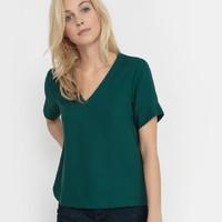 Short-Sleeved V-Neck Blouse