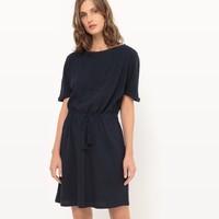 Short-Sleeved Dress with Cinched Waist