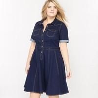 Short-Sleeved Denim Dress