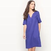 Short-Sleeved Linen Dress