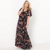 Short-Sleeved Floral Print Maxi Dress