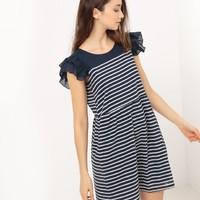 Short-Sleeved Striped Dress