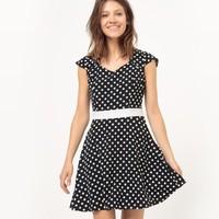 Short-Sleeved Polka Dot Dress