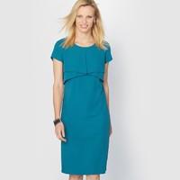 Short-Sleeved Crêpe Draped Panel Dress