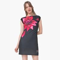 Short-Sleeved Dress with Floral Pattern