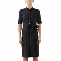 Shirt Dress with 3/4 Length Sleeves and Tie Belt