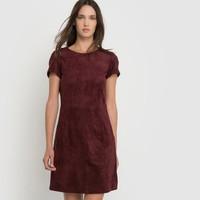 Short-Sleeved Faux Suede Dress