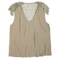 short sleeved blouse with openwork back