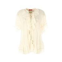 Short-Sleeved Blouse with Gold Edging