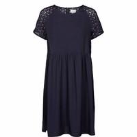 Short-Sleeved Dress with Openwork Lace on Sleeves and Back