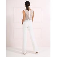 shona ivory embellished sheer mesh jumpsuit