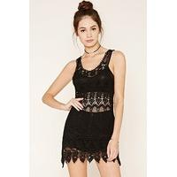 sheer cutout crochet mini dress