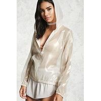 sheer mesh hooded jacket