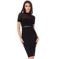 short sleeved cut out bodycon dress black