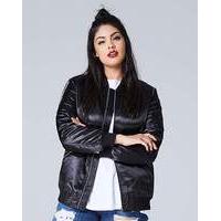 Shiny Black Padded Bomber Jacket