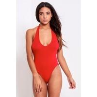 sharon halter neck plain bodysuit