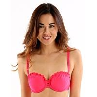 shimmer bustier bra neon red