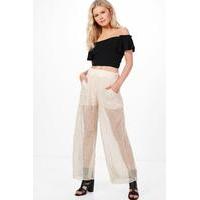 Sheer Lace Trousers - beige