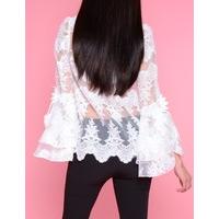 SHADE - Sheer White Embroidered Top