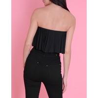 shola black bardot ruffle bodysuit