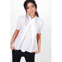 short sleeve chiffon blouse white