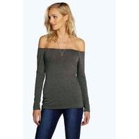Shirley Off The Shoulder Tee - charcoal