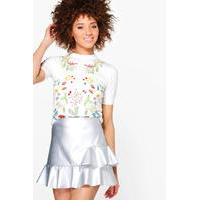 Short Sleeve Embroidery Knitted Top - white