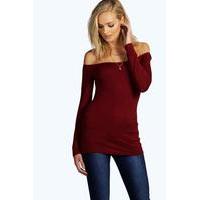Shirley Off The Shoulder Tee - wine